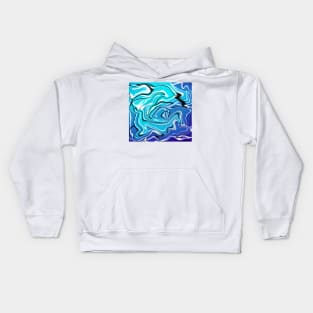 Marble blue and white Kids Hoodie